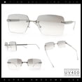 thumbnail image 2 of Luxury Rimless Rectangle Metal Pyramid Stud Jewel Arm Metal Rim Sunglasses Silver - Grey Mirror, 2 of 8