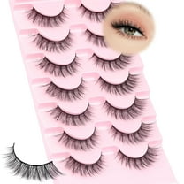 Veleasha Cat Eye Lashes Wispy Lashes Lightweight Eyelashes Dramatic False Eyelashes Clear Band Lashes Look Like Eyelash Extensions 9-17MM 7 Pairs Pack (Rio Vista)