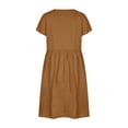 thumbnail image 5 of Patlollav Womens Casual Summer Cotton Linen Solid Color Round Neck Short Sleeve Dress Midi Dress, 5 of 6