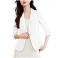 thumbnail image 5 of Uaswgudfs Womens Linen Blazer Notch Lapel One Button Suit Coat Jackets, 5 of 8