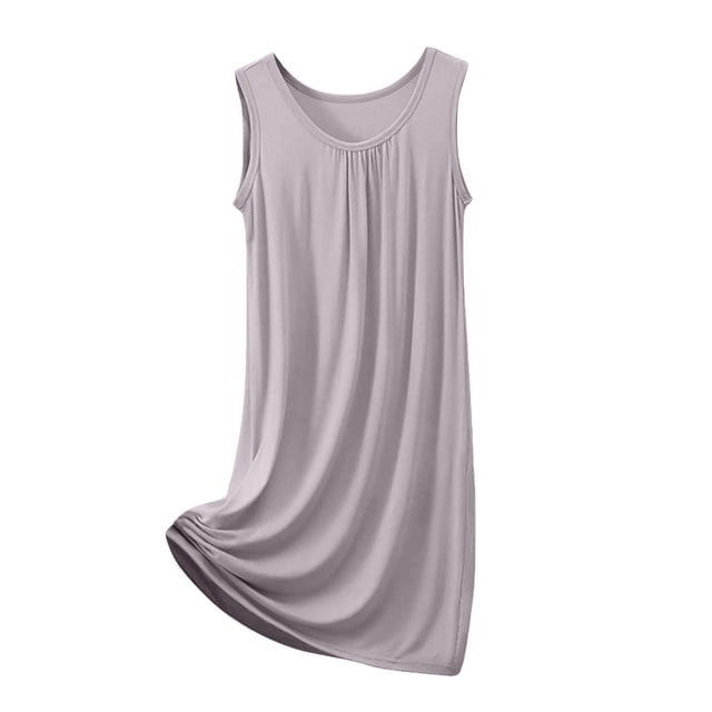 Besolor Nuisettes d'Été pour Femmes Confortables Fines Sans Manches à Col Rond Robes de Soleil Décontractées Amples Grande Taille Chemises de Nuit Robe de Pyjama