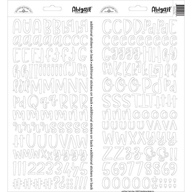 Abigail Font Cardstock Alpha Stickers 6"X13" 2/Pkg-Lily Blanc