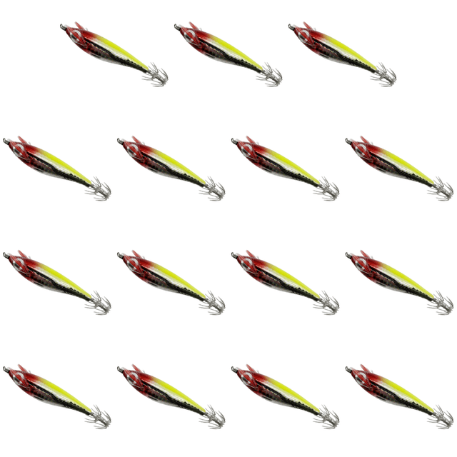 Señuelo Pesca Luminoso Anzuelos Calamar Anzuelo Artificial Cebos Jigging () Rojo Y Amarillo
