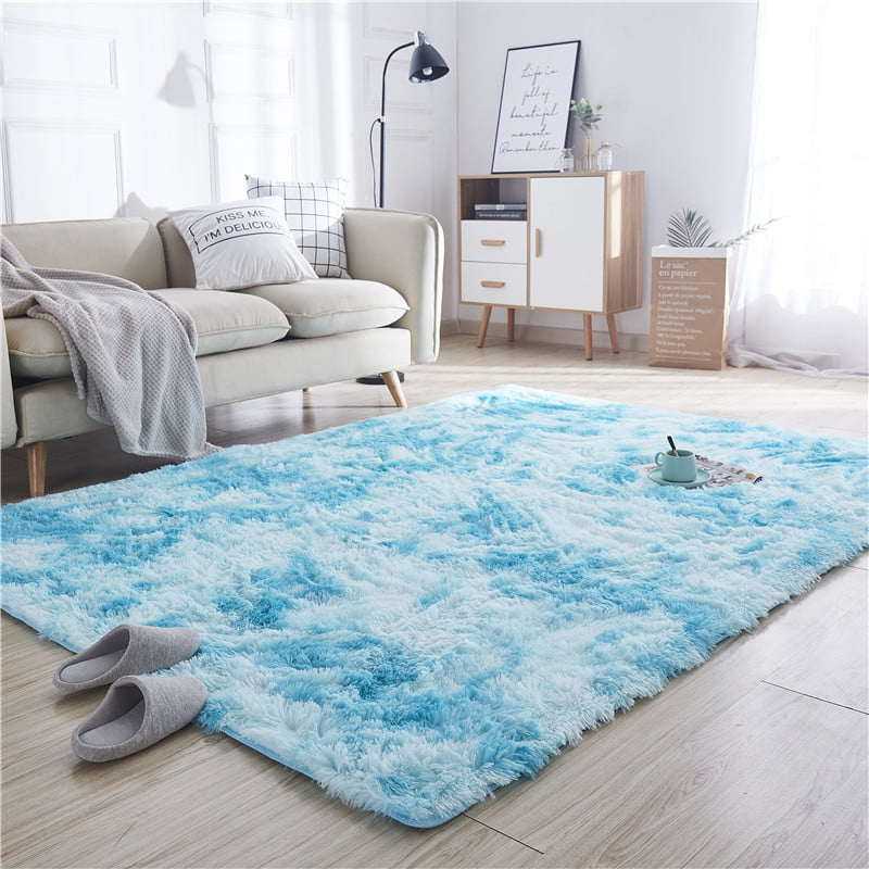 Bedroom Fluffy Gy Soft Area Rug, Teal Blue Rug For Living Room