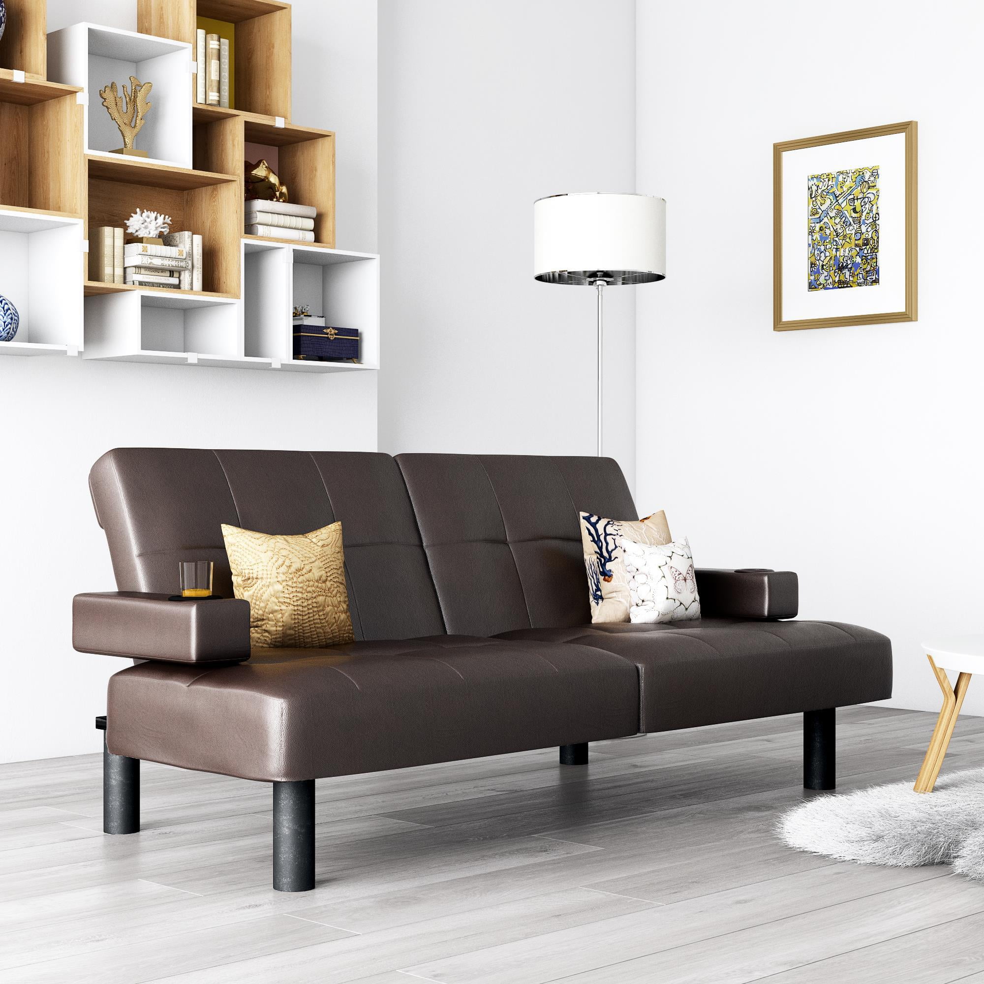 Dhp Emily Convertible Futon Sofa Couch Beige Velvet Com Dhp Emily Convertible Futon Sofa Couch, Dhp Emily Convertible Futon Sofa Couch Beige Velvet