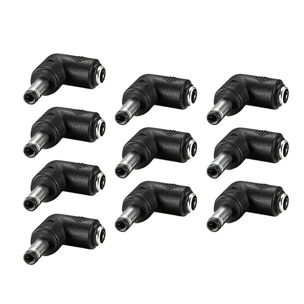Adaptador de corriente de conector hembra a hembra de 90 grados, negro 10