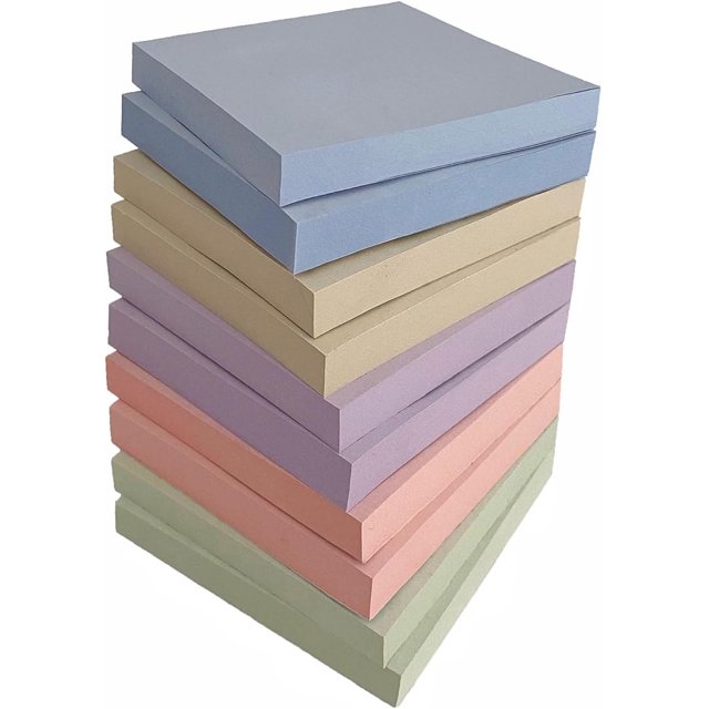 10 Pads Sticky Notes, 100 Sheets/Pad, Pastel Sticky Notes, Sticky Pads, Self-Stick Pads, 3x3 Inch, 5 Pastel Colors, Sticky Notes Aesthetic, Easy to Post for Home, Office, School