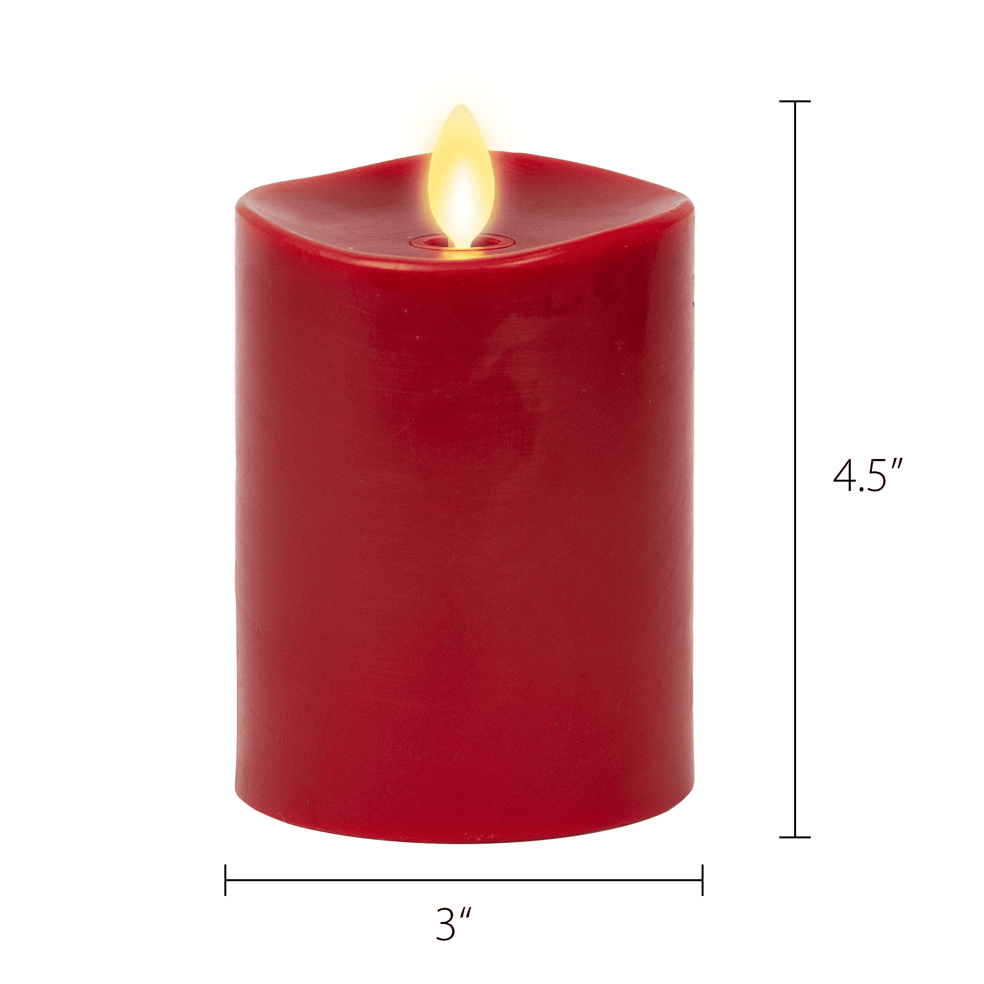 Luminara 3.0" x 4.0" Tall Smooth Wax Flameless Candle with REMOTE RED NEW 