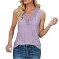 thumbnail image 2 of Wiyuqeen Womens Solid Color Lace V Neck Tank Tops Comfy Summer Vests Basic Hollow Out Sleeveless Camis Casual Loose Fit T-shirts, 2 of 5
