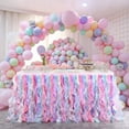 thumbnail image 1 of Fashionwu 6ft Colorful Organza Curly Willow Tulle Table Skirt Rainbow Tutu Table Skirting for Rectangular or Round Table, Party Decorations for Unicorn Themed Birthday Wedding, 1 of 7
