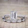 thumbnail image 4 of 1.50 Carat Moissanite & Diamond Trio Bridal Ring Set in Emerald cut and 10k White Gold, 4 of 5