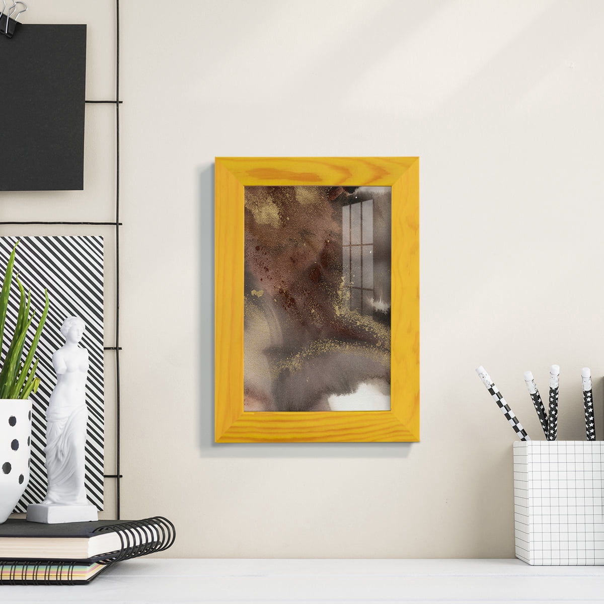 Mountain Seasons IV - Framed Print w/glass - Sunflower Yellow
