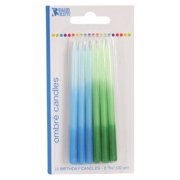Bakery Crafts Ombre Birthday Candles, Blue/Green, 12 count