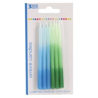 Bakery Crafts Ombre Birthday Candles, Blue/Green, 12 ct