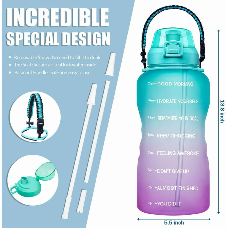 1 gallon Large Capacity Sports Water Bottle with Straw Handle time