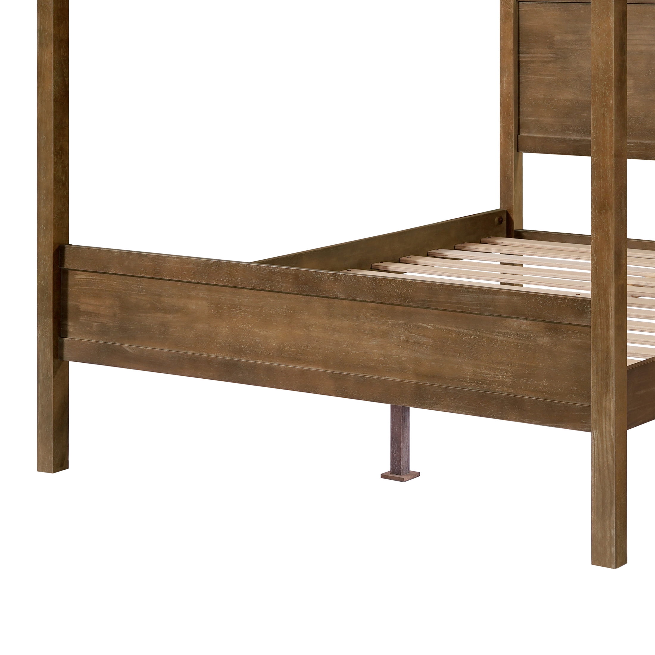 Christopher Knight Home Farmhouse Canopy Bed Frame with Headboard, Solid Wood Frame, Antique Natural