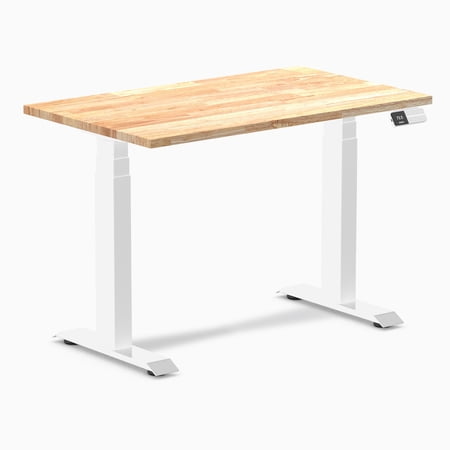 Desky Dual Mini Rubberwood Sit Stand Desk - Natural / 40 X 24 Inches / White