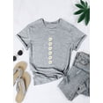 thumbnail image 3 of QAFOPEH Women Daisy Graphic Printed T-Shirt Short Sleeve Crewneck Top, 3 of 6