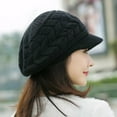 thumbnail image 5 of Meidiya Women's Winter Warm Hat Crochet Slouchy Newsboy Cap Hat Knitted Beanie Knitted Caps with Visor, 5 of 8