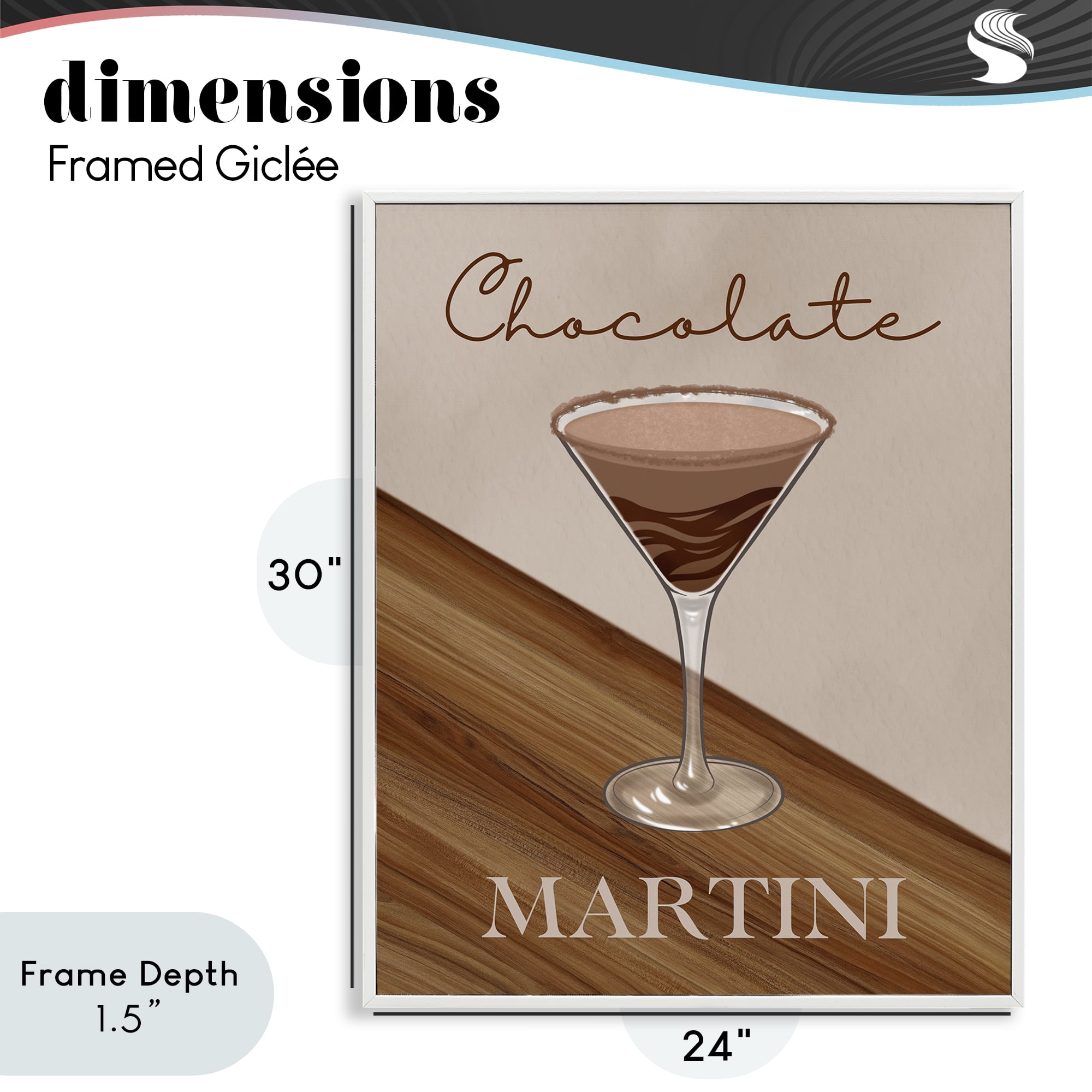 Stupell Industries Chocolate Martini on Brown White Framed Giclee Art, design by Marcus Prime