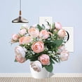thumbnail image 5 of Artificial Rose Flowers Bouquet, Faux Mini Peonies with Leaf and Stem Fake Plastic Plants Branch for Vase Home Farmhouse Floral Arrangement Table Centerpiece Decor, 5 of 5