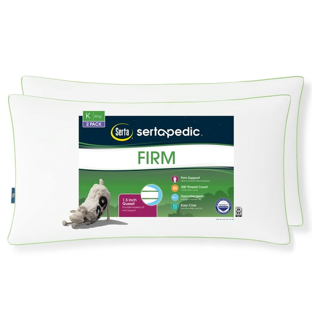 Sertapedic Firm Bed Pillow, King, 2 Pack
