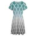 thumbnail image 4 of Moroccan Turquoise Gray Ombre Dress Summer Street Style Dresses Female Short Sleeve Printed Sundress, 4 of 7