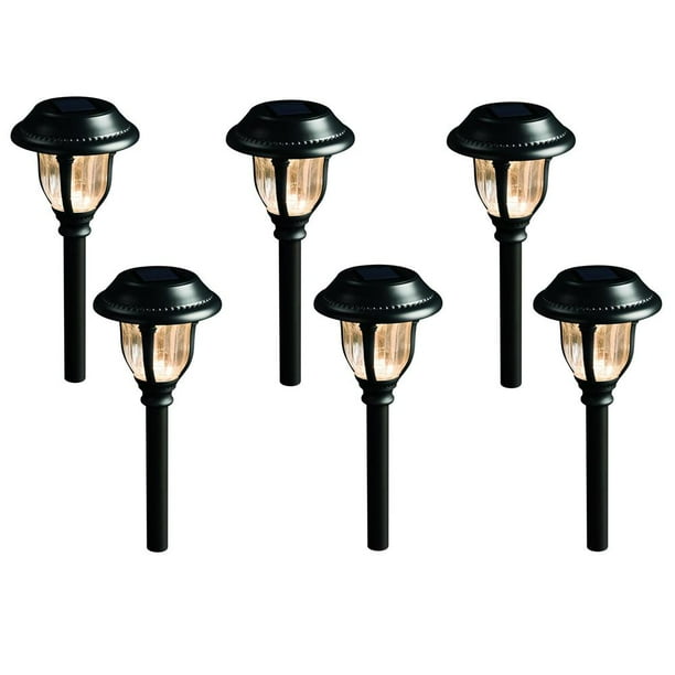 Hampton Bay Solar Roman Bronze LED 3000K Metal and Glass Pathway Lights ...