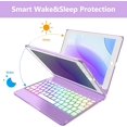 thumbnail image 4 of 360° Rotatable Keyboard Case with 10-Color Backlit Keys for 9.7" iPad 5th/6th Gen, iPad Air 1st/2nd Gen & iPad Pro 9.7-inch,Light Purple, 4 of 7