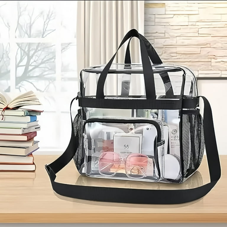 DUBEN Clear Tote Bags Stadium Approved Heavy Duty Travel Bags Large Sports Shoulder Pack for Work Competition School