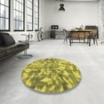 thumbnail image 3 of Ahgly Company Indoor Square Abstract Golden Brown Yellow Abstract Area Rugs, 7' Square, 3 of 6