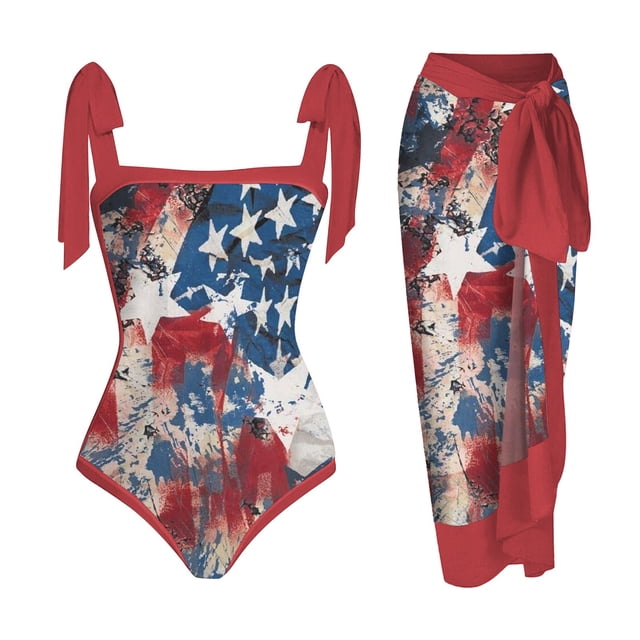 MKLEKYY Trajes De Baño Mujer Completo Women'S 1 Piece Swimsuit With Beach Cover Up Summer Sexy Two Piece Bikini Set Wrap Skirt Plus Size Floral Monokini