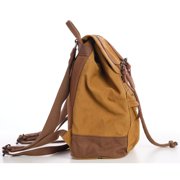 TimberWolf Vintage Daypack Backpack w/ Waxed Canvas, Laptop Compartment, Water-Resistant Lining, Leather Trim, Adjustable Straps & Front Zipper Pocket – The Daypack