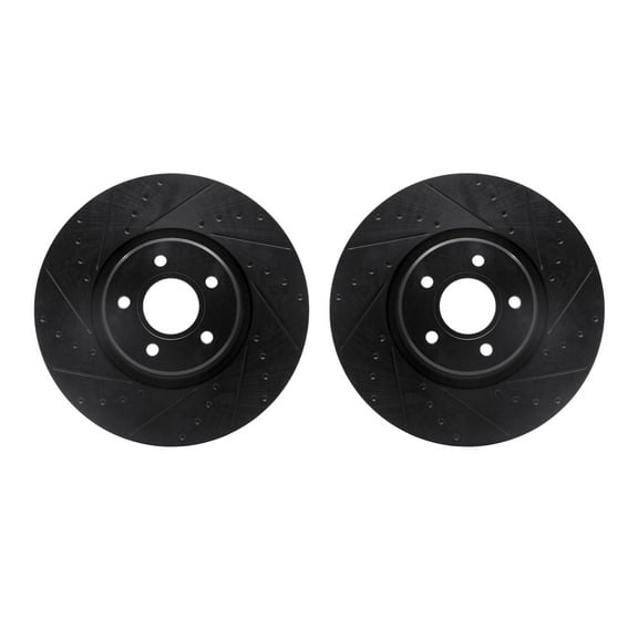 Dynamic Friction Company Front Brake Rotors-Drilled and Slotted-Black 8002-54058