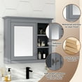 thumbnail image 3 of Gzxs Mirror Cabinet, Bathroom Wall Mounted Storage Cabinet, Medicine Cabinet with 3 Open Shelves, 29.92"W x 7.32"D x 28"H, Gray, 3 of 9