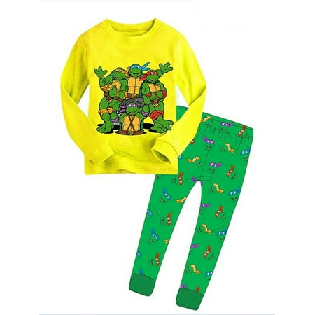 

wybzd Kids Boys Girls Autumn Cartoon Turtle Pajamas Sets Long Sleeves Sleepwear Nightwear Cool Pjs Set 2-7 Years