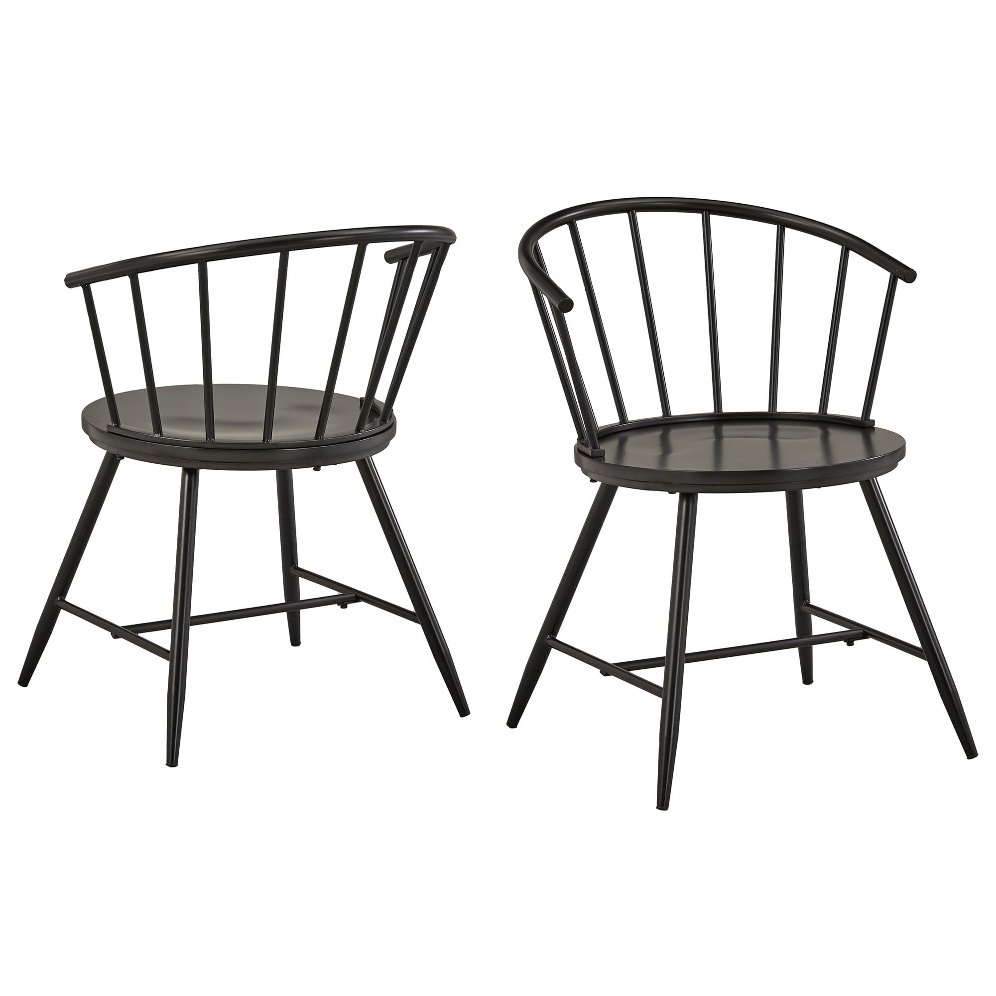 Weston Home Lydford Slope Low Back Windsor Metal Side Chairs, Set of 2, Black