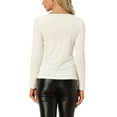 thumbnail image 3 of INSPIRE CHIC Velvet Tops for Women's Sweetheart Neck Elegant Long Sleeves T-Shirt XS White, 3 of 6