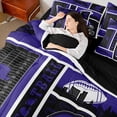 thumbnail image 4 of jejeloiu American Rugby Ball 7-Piece Twin Bedding Sets,Purple Football Helmet Bedding Comforter Set For Bots Teens Reversible, 4 of 8