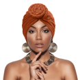 thumbnail image 2 of Headbands for Women Ripped Stretchy Turban Hijab Cap Chemo Daily Head Wrap Bandanas for Women Orange, 2 of 6