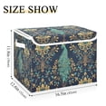 thumbnail image 5 of Yayeee Collapsible Cube Storage Bin with Lid Fabric Closet Decorative Basket with Handles, Navy Blue Peacock Pattern, 5 of 7