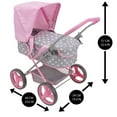 thumbnail image 4 of Cotton Candy Pink Doll Pram in Grey Polka Dots W/ Removable Bassinet, Shopping Basket, Fits Dolls Up to 18'', 4 of 6