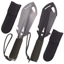 2 Pcs Survival Shovel, Mini Camping Shovel with Saw and Rope Handle, Stainless Steel Backpacking Trowel Shovel, 10.4 in for Outdoor Indoor Gardening