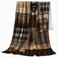thumbnail image 2 of Rustic Cabin Moose Bear Mountain Patchwork, Peaceful Mountain Lake Scene, Warm Flannel Blanket for Cabin and Lodge, Outdoor Lovers person's Day Gift, Artistic Home Decor, 2 of 9