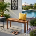 thumbnail image 5 of Hommoo 2-Person Solid Wood Outdoor Patio Bench, Backless Slatted Dining Bench for Porch, Garden & Backyard, Rustic Breathable Seating, Natural, 5 of 7