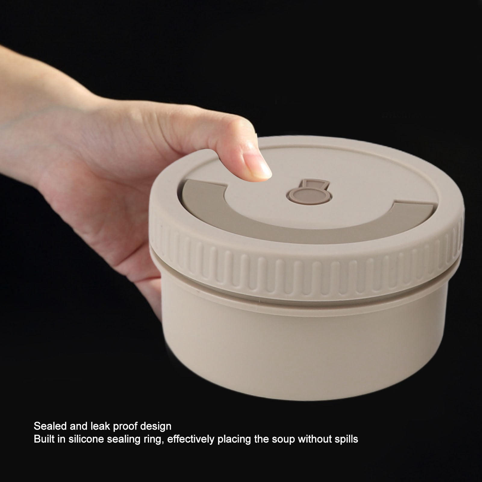 2-Pack Round Insulated Bento Box Set - 316 Stainless Steel Leakproof Food Container with Carry Bag, Beige