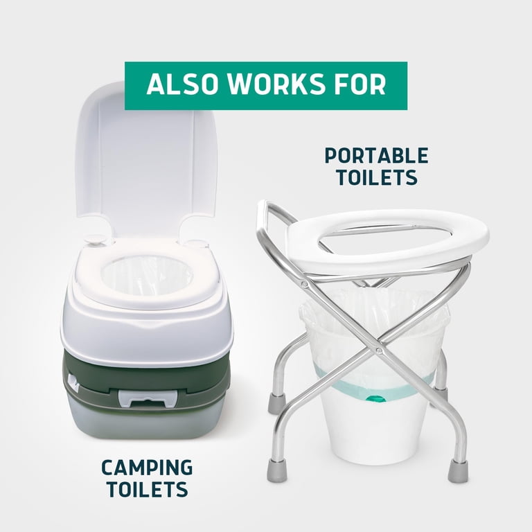 100 Bedside Commode Liners With Super Absorbent Pads - Drawstring Bags For Toilet Chair Bucket-903956