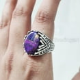 thumbnail image 6 of Purple Copper Turquoise Mans Ring, Natural Copper Turquoise, Silver Jewelry, 925 Silver Ring, Birthday Gift, Heavy Mens Ring, Arabic Design, Ottoman Style Ring, Christmas, Turkey Mens Signet Ring, 6 of 7