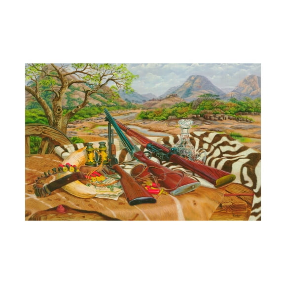 Canvas Wall Art - Delene Lambert 'Hunting Still Life 1' Wall Art for Living Room, Bedroom, or Office Décor by Trademark Fine Art - 19 x 12 Inches