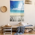 thumbnail image 2 of Landscape Tapestry, Tropical Beach from Wooden Pier with Sky Landscape Summer View Image, Wall Hanging for Bedroom Living Room Dorm Decor, 40W X 60L Inches, Cream Turquoise White, by Ambesonne, 2 of 5